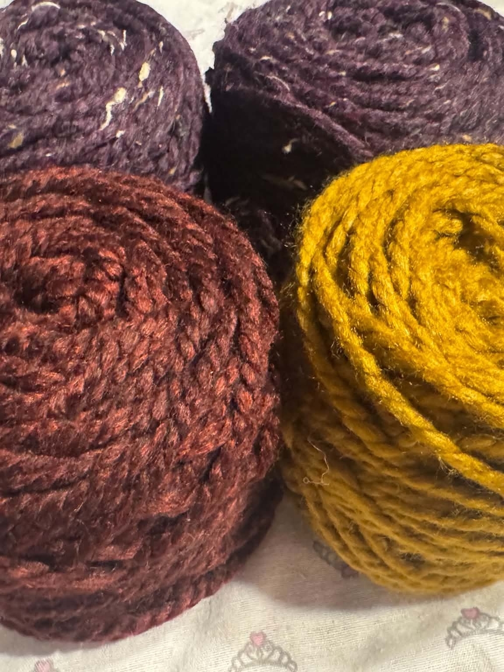 Lion Brand Wool Ease Yarn Bundles in Maroon, Mustard & Plum